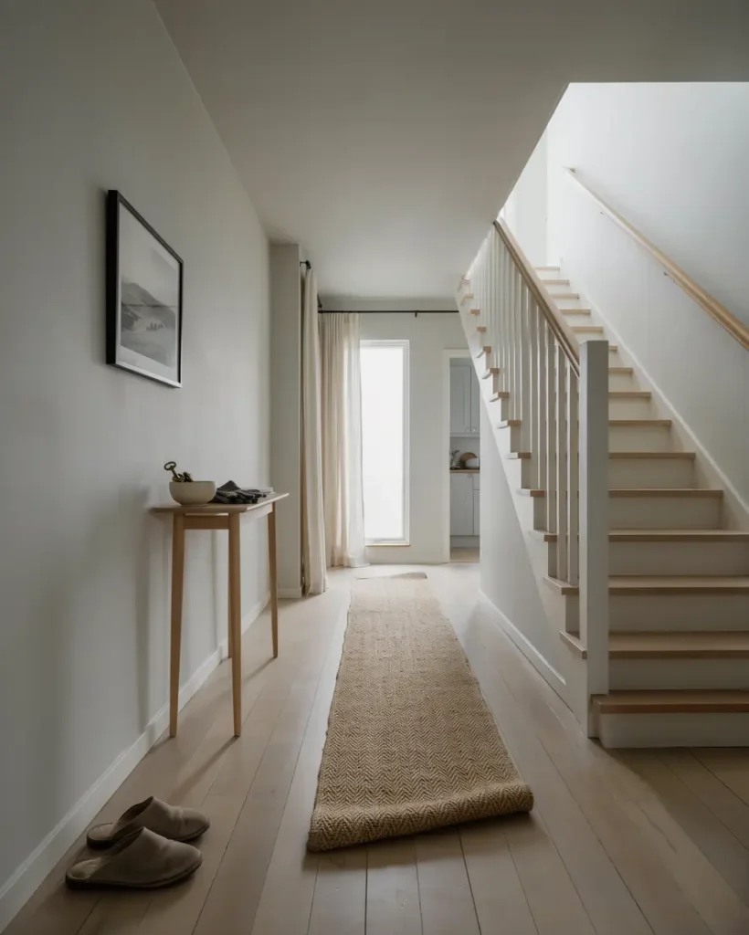 m lning av hall och trapphus i villa i hemmesta